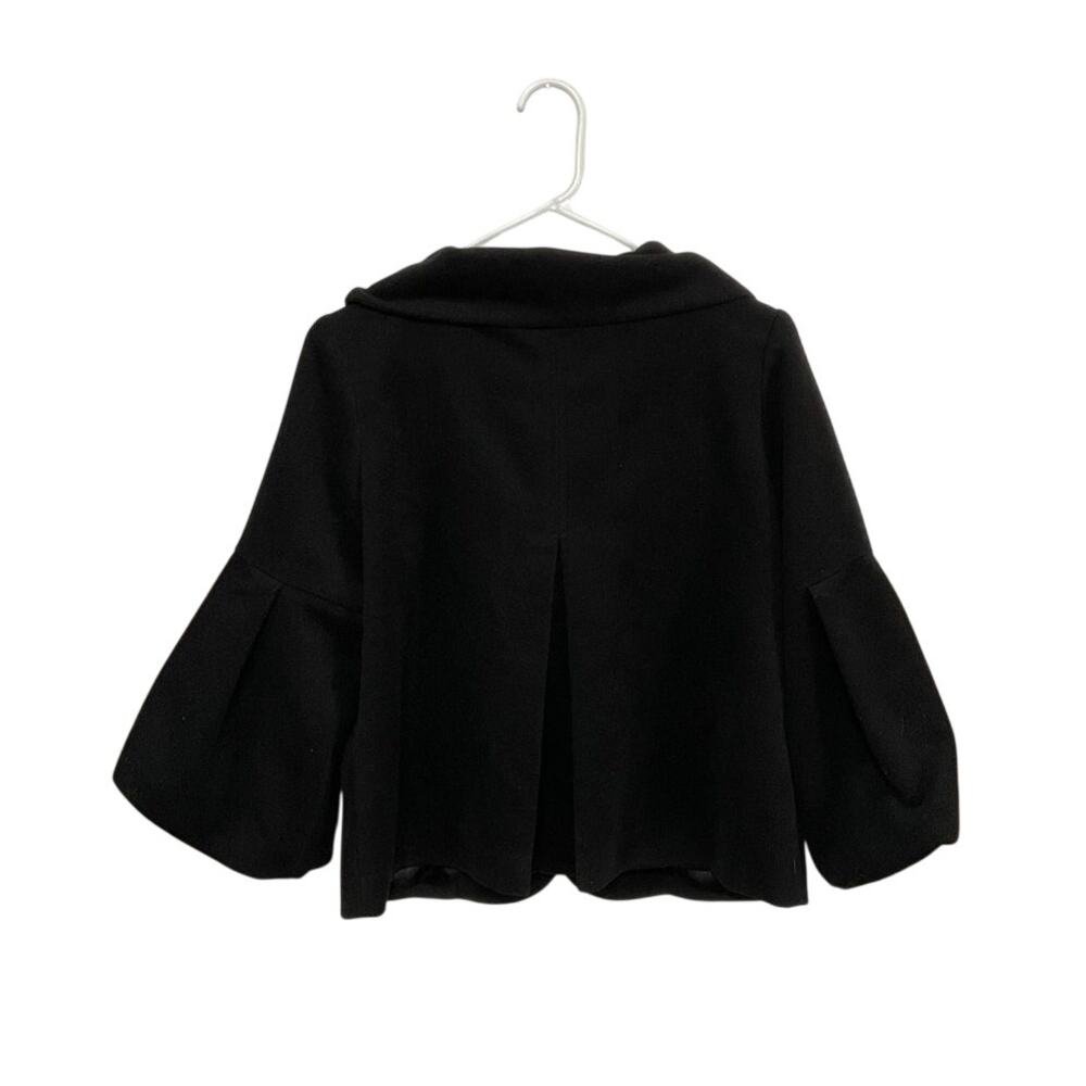 Buffalo David Bitton Black Cropped  Coat Sz Medium Snap Front 3/4 Balloon Sleeve - Picture 2 of 7